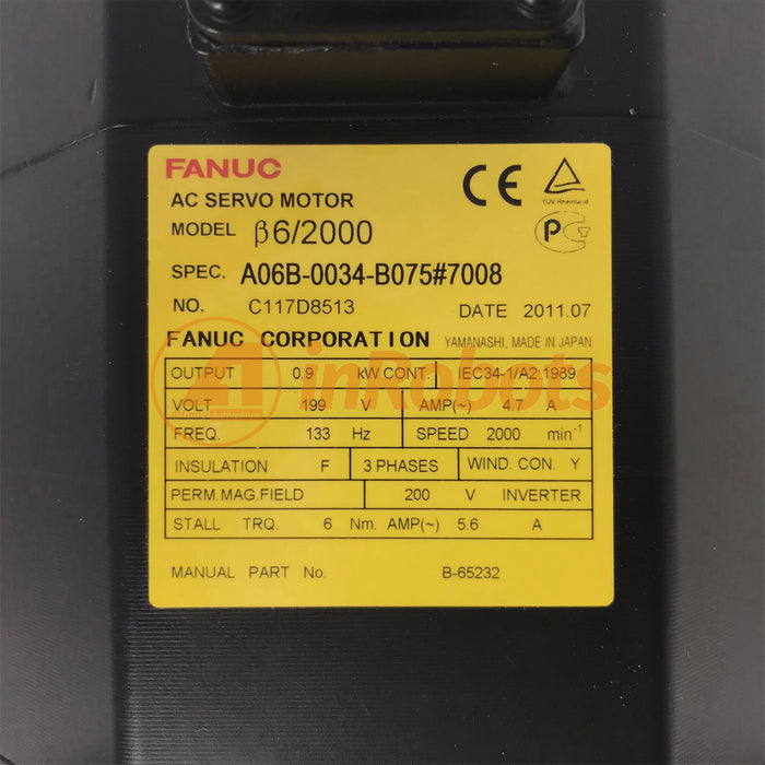 FANUC A06B-0034-B075#7008 AC Servo Motor