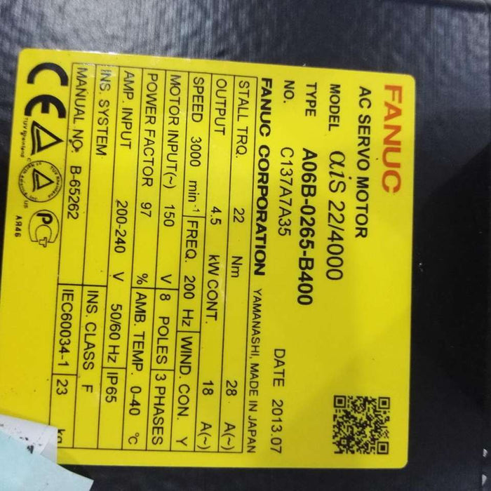 Fanuc FanucAc Servo Motor A06B-0265-B400 100% Original