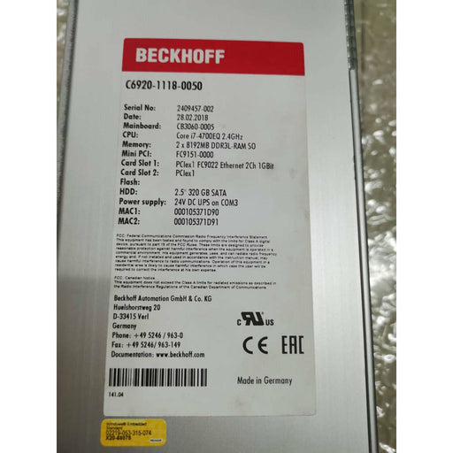 Beckhoff c6920-1118-0050 Robot Spare Part