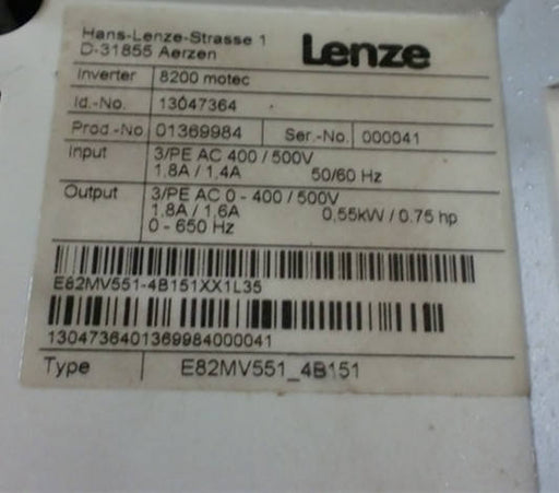 Need Inquiry Used Lenze E82MV551-4B151 Servo Inverter Drive