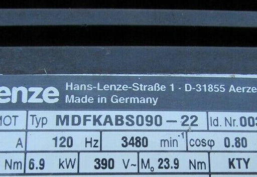 Len Ze LenzeServo Motor MDFKABS090-22 Used