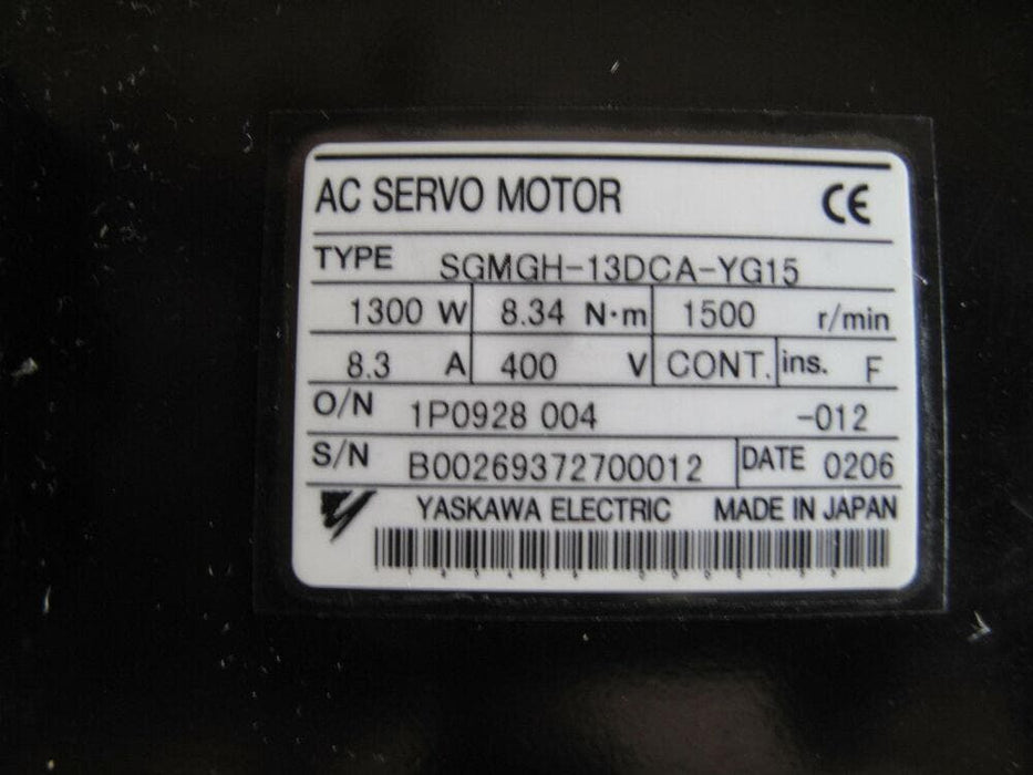 Yaskawa SGMGH-13DCA-YG15-1 AC Servo Motor