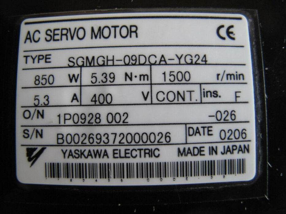 Yaskawa SGMGH-09DCA-YG24 AC Servo Motor