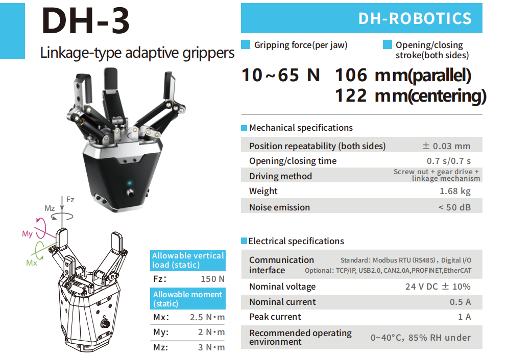 DH-ROBOTICS_PGC-300_collaborative_electric_gripper_specifications